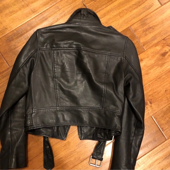 ❌SOLD❌ AllSaints Baron Leather moto Jacket Black - Small - Picture 6 of 6